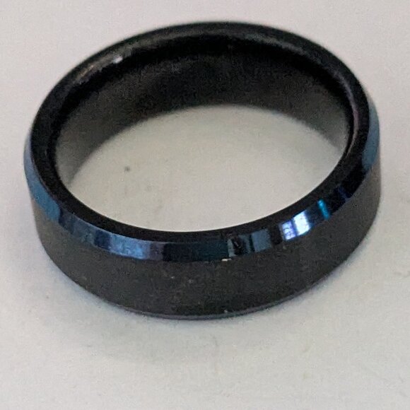 TUNGSTEN CARBIDE Dark Blue Black Wedding Band Ring Size 6.5 - Picture 2 of 6